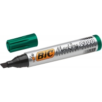 Bic Marking 2300 Ecolutions Rotulador Permanente, Punta Biselada, Trazo 3,7, 5,5mm, Tinta base alcohol, Seca rápido, Verde