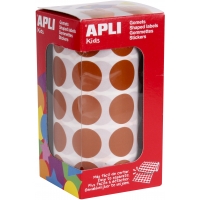 Apli Gomets Redondos Marron Ø 20mm - 59 Hojas Pretroqueladas - 1770 Gomets por Rollo - Adhesivo Base Agua - Normas EN-71 y Caden