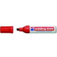 Edding 500 Rotulador Permanente, Punta Biselada, Trazo entre 2 y 7 mm, Secado Instantaneo, Rojo