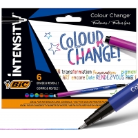 Bic Intensity Colour Change Pack de 6 Rotuladores, TecnologIa de Cambio de Color, Punta Fina de 0.4mm