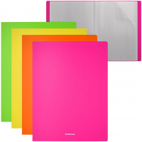 Pack de 4 Carpetas con Fundas Erichkrause Matt Neon, 40 Fundas, A4, Colores Surtidos