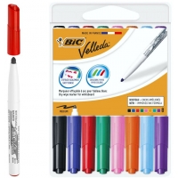 Bic Velleda 1741 Pack de 8 Rotuladores para Pizarra, Punta Media, Trazo de 1.4mm, Borrado facil, Varios colores