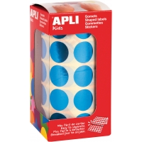 Apli Gomets Redondos Azul Metalizado Ø 20mm - 59 Hojas Pretroqueladas - 1770 Gomets por Rollo - Ideal para Escuelas y Talleres I