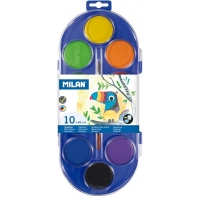 Milan 80009 Estuche de 10 Acuarelas Ø45 mm + Pincel Serie 101 Colores Surtidos