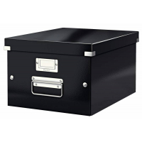 Leitz Caja Almacenaje Mediana Click & Store Wow, Montaje Rapido y Sencillo, Asas de Metal, Negro, Efecto Wow