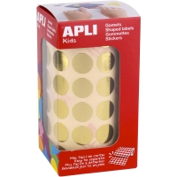 Apli Gomets Redondos Oro Metalizado - Ø 15mm - 2832 Gomets por Rollo - Adhesivo Permanente - Ideal para Escuelas y Talleres Infa