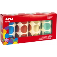 Apli Gomets Redondos Metalizados Ø 33mm - Pack de 4 Rollos (Amarillo, Azul, Rojo y Verde) - 2256 Gomets en Total - Hojas Pretroq