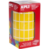 Apli Gomets Rectangulares Amarillos - 20x10mm - 59 Hojas Pretroqueladas - 3540 Unidades por Rollo - Ideal para Escuelas y Taller