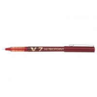 Pilot Boligrafo de tinta liquida V7 HI-Tecpoint Rollerball, Punta fina de aguja 0.7mm, Trazo 0.5mm, Rojo