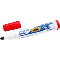 Bic Velleda 1701 ECOlutions Marcadores para Pizarra, Punta Redonda, Trazo de 1.5 mm, Tinta base alcohol, Borrado facil, Rojo