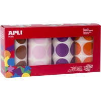 Apli Gomets Redondos Ø 33mm  - Adhesivo Permanente - 4 Rollos por Pack - 2832 Gomets - Ideal para Desarrollar la Psicomotricidad