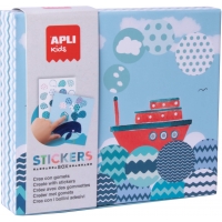 Apli Kids Juego de Gomets Barco - 8 Laminas Ilustradas de 200G - 8 Hojas de Gomets Removibles Geometricos - Libro Guia con Ejemp