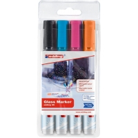 Edding 95 Pack de 4 Rotuladores de Tiza Liquida, Trazo 1.5-3mm, Colores Negro, Naranja, Rosa y Azul