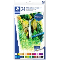 Staedtler Crayones Acuarelables 223 Pack de 24 Lapices de Cera, Muy Opacos