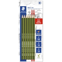Staedtler Noris Eco Pack de 7 Lápices, Graduaciones Surtidas, Superficie Aterciopelada, Dureza de Deslizamiento Suave -