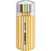 Stabilo Point 88 Zebrui Pack de 20 Rotuladores de Punta Fina de Fibra, Trazo de 0.4 mm, Varios colores