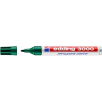 Edding 3000 Rotulador Permanente, Punta Redonda de 1.5mm, Trazo entre 1.5 y 3mm, Seca rápido, Verde
