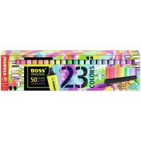 Stabilo Boss 70 Set de Mesa 50º Aniversario de 23 Rotuladores Marcadores Fluorescentes, Trazo 2-5mm, Colores Surtidos