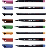Stabilo OHPen Pack de 8 Rotuladores Permanentes, Punta Superfina, Trazo de 0.4mm, Grip, Varios