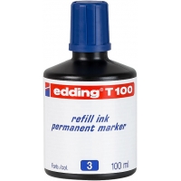 Edding T100 Bote de Recarga para Rotulador Permanente, Capacidad 100ml, Azul