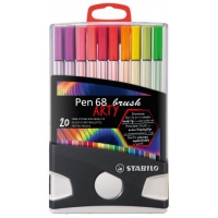 Stabilo Pen 68 Brush Arty Caja de Plastico Rigida con 30 Rotuladores, Punta de Pincel