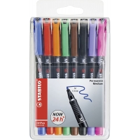 Stabilo OHPen Pack de 8 Rotuladores Permanentes, Punta Media, Trazo de 1mm, Grip, Varios color