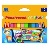 Bic Kids Plastidecor Peques Caja de 12 Lapices de Cera Triangulares, Ideal Niños Pequeños, Textura blanda, No Mancha