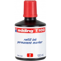 Edding T100 Bote de Recarga para Rotulador Permanente, Capacidad 100ml, Rojo