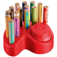 Stabilo Set de Mesa Woddy 3 en 1 15 Lapices de Colores + Sacapuntas con Deposito, 10x Woody 3 en 1, 2x Woody 3 en 1 Pastel, 3x 