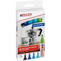 Edding 3000 Pack de 5 Rotuladores Permanentes Colores Frios, Punta Redonda de 1.5mm, Trazo entre 1.5 y 3mm, Seca rápido, Vario