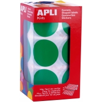 Apli Gomets XL Redondos Verdes - Ø 33mm - Adhesivo Permanente - 708 Gomets por Rollo