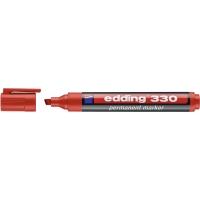 Edding 330 Rotulador Permanente, Punta Biselada, Trazo 1-5mm, Seca rápido, Rojo