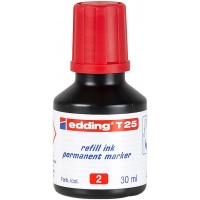 Edding T25 Bote de Recarga para Rotulador Permanente, Capacidad 30ml, Rojo