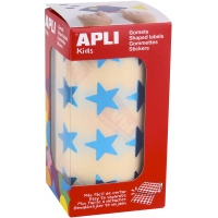 Apli Gomets Estrella Azul Metalizado - Tamaño 19.5mm - Adhesivo Permanente - 1416 Gomets por Rollo - Ideal para Actividades Crea