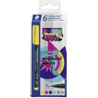Staedtler Lumocolor 317 Pack de 6 Rotuladores Permanentes, Punta Media Redonda, Trazo 1mm, Vario