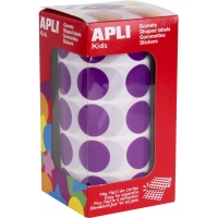 Apli Gomets Redondos Lila Ø 20mm - 59 Hojas Pretroqueladas - 1770 Gomets por Rollo - Ideal para Escuelas y Talleres Infantiles