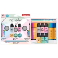 Stabilo Pastellove Pack de 35 Marcadores y Rotuladores, 12 Rotuladores Premium Pen 68 Mini, 12 Rotuladores Point 88 Mini, 6 Ro