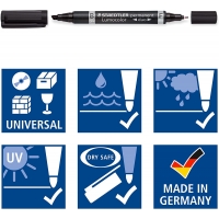 Staedtler Lumocolor 348 Pack de 4 Rotuladores Permanentes de Doble Punta