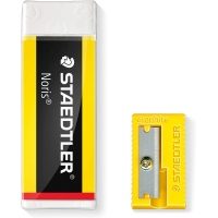 Staedtler Noris 526 - Pack de 1 Goma de Borrar de Plastico + 1 Sacapuntas
