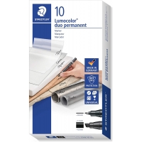 Staedtler Lumocolor 348 Rotulador Permanente de Doble Punta, Negro