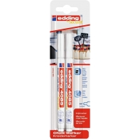 Edding 4085 Pack de 2 Rotuladores de Tiza Liquida, Trazo 1-3mm, Olor Neutro, Blanco