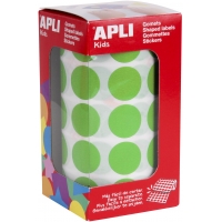 Apli Gomets Redondos Ø 20mm Verde Claro con Adhesivo Permanente - 59 Hojas Pretroqueladas - 1.770 Gomets por Rollo - Normas EN-7