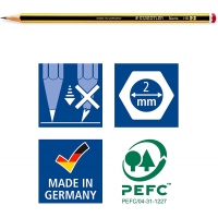 Staedtler Noris 120 Pack de 10 Lápices 2HB + 1 Goma de Borrar Plastic 526 50 + 1 Sacapuntas 510 50