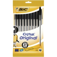 PACK 10 Bic Cristal Original, Punta 1.0mm, Trazo 0.4mm, Negros