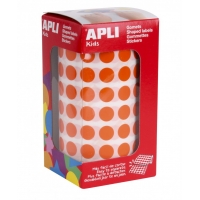 Apli Rollo de 5192 Gomets Redondos Naranjas - Tamaño Ø 10,5mm - 59 Hojas Pretroqueladas - Adhesivo Base Agua - Cumple Normas EN-