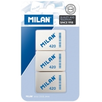 Milan 420 - Pack de 3 Gomas de Borrar Rectangulares, Miga de Pan