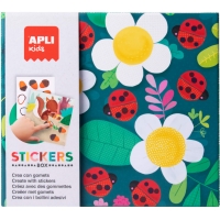 Apli Kids Juegos de Gomets Mariquita - 8 Laminas Ilustradas de 200G - 8 Hojas de Gomets Removibles Geometricos - Alto Valor Dida