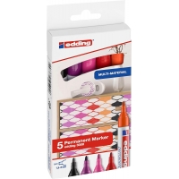 Edding 3000 Pack de 5 Rotuladores Permanentes Colores Calidos, Punta Redonda de 1.5mm, Trazo entre 1.5 y 3mm, Seca rápido, Var