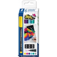 Staedtler Lumocolor 318 C6 Pack de 6 Rotuladores Permanentes, Trazo de 0.6mm
