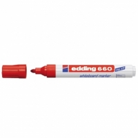 Edding 660 Rotulador para Pizarra Blanca, Trazo 1.5-3mm, Tinta Pigmentada, Rojo